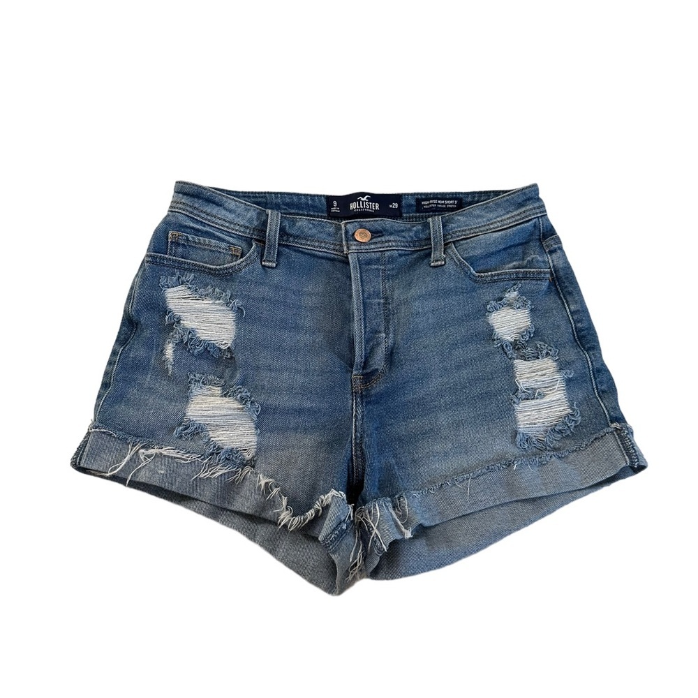 Hollister Women’s High Rise Mom Distressed Jeans Shorts Size 9
